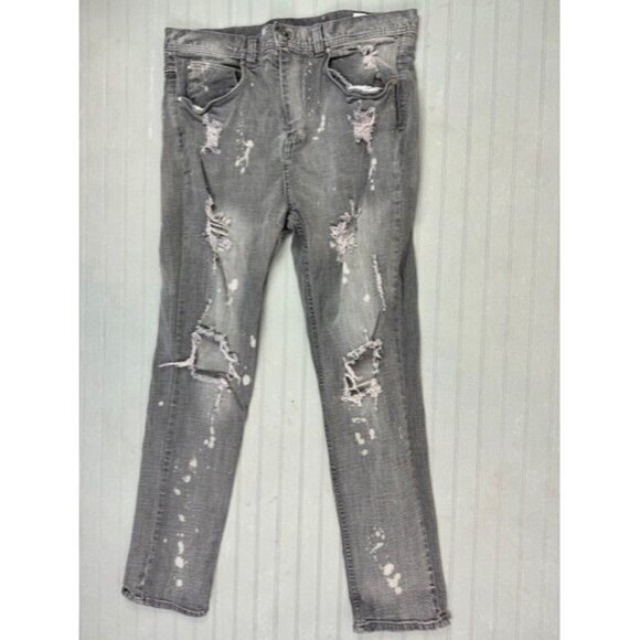 Lure Size 36 Womens Jeans Gray Paint Splatter Tapered Skinny High Rise D… - Picture 1 of 4